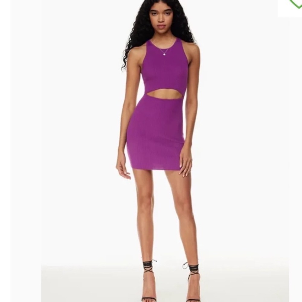 Wilfred Aritzia Purple Cutout Ribbed Knit Bodycon Mini Dress Womens Medium party